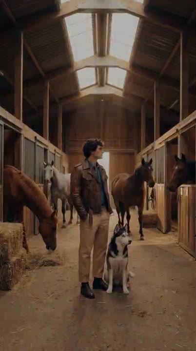Man and horses in a stable setting